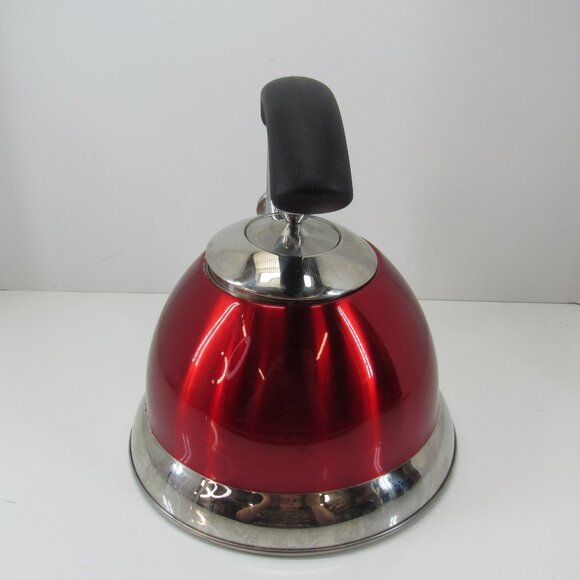 Master Class Premium Collection Red Stainless Steel 2.5Qt Whistling Tea Kettle - Picture 4 of 8